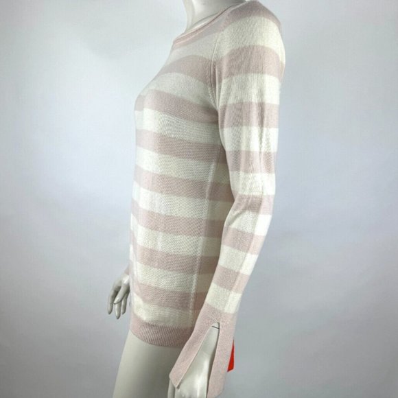 autumn cashmere Striped Pullover Sweater Women S EUC Lightweight Tie Long Sleeve - Picture 4 of 10